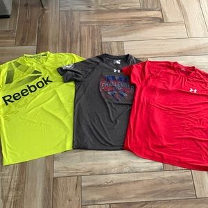 Lots of 3 men’s Reebok under armour medium soccer workout running shirts